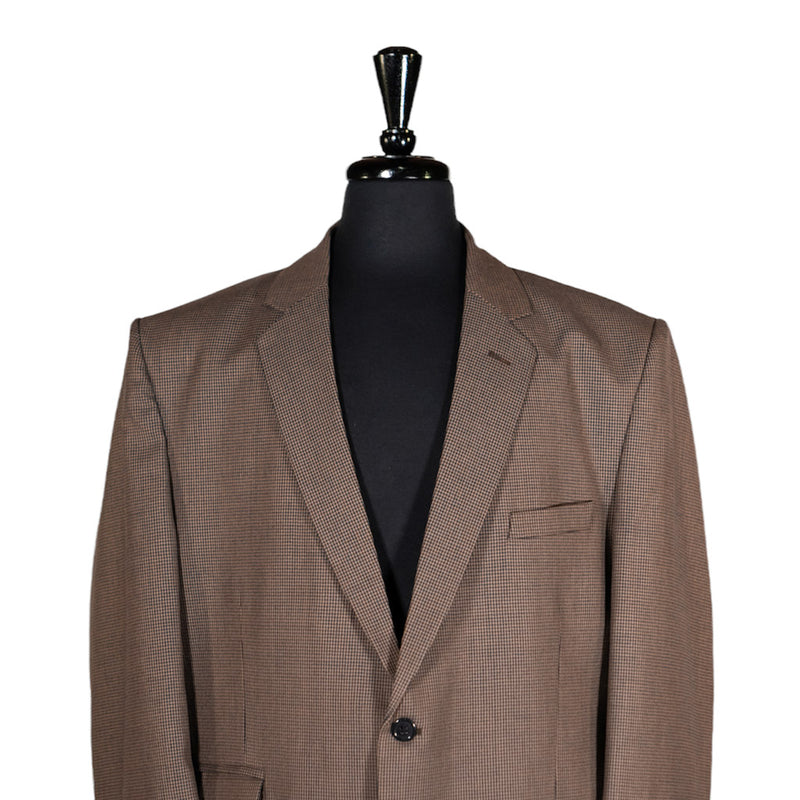 Men's Blazer Brown Check Wool Suit Jacket Sport Coat (46R)