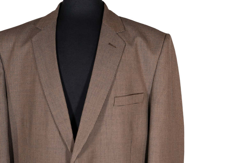 Men's Blazer Brown Check Wool Suit Jacket Sport Coat (46R)