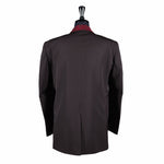 Men's Dark Brown Wool Blazer with Contrast Lapel 44R
