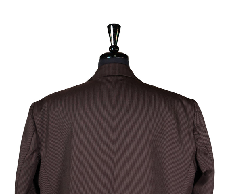 Men's Blazer Brown Striped Wool Jacket Sport Coat (48R)