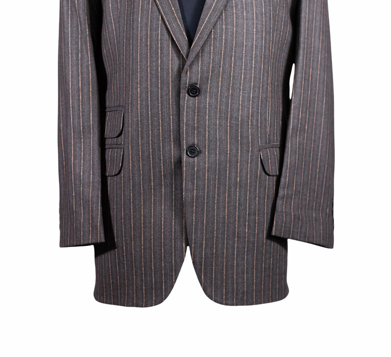 Men's Gray Striped Wool Blazer 44R