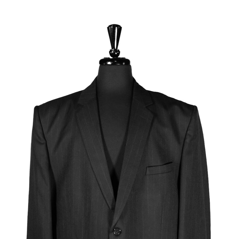 Men s Blazer Black Pinstripe Wool Jacket Sport Coat 46R CHIRAGH