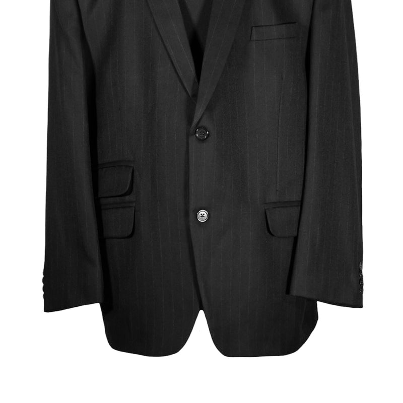 Men's Blazer Black Pinstripe Wool Jacket Sport Coat (46R)