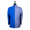 Men's Blue Striped Contrast Panel Cotton Blazer (40R)