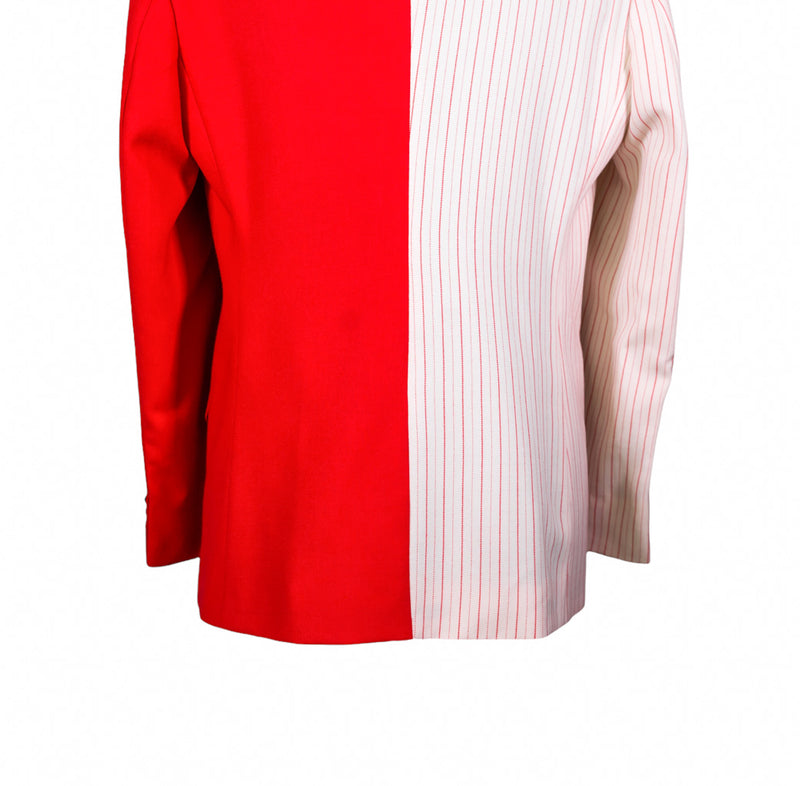 Men's Red Striped Contrast Panel Wool Blazer 40R