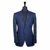 Men's Blue Tartan Plaid Contrast Wool Blazer (40R)