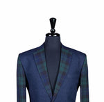 Men's Blue Tartan Plaid Contrast Wool Blazer (40R)