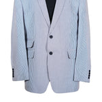 Men's Blazer Blue White Striped Cotton Jacket Sport Coat (42R)