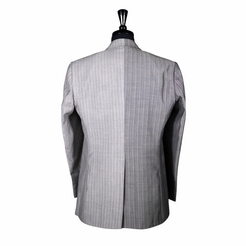 Men's Gray Striped Contrast Panel Blazer 40R