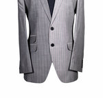 Men's Gray Striped Contrast Panel Blazer 40R