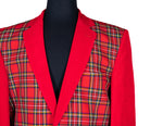 Men's Blazer Red Tartan Plaid Suit Jacket Sport Coat (42R)