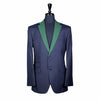 Men's Blue Pinstripe Wool Blazer with Contrast Lapel (40R)