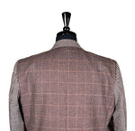 Men's Blazer Brown Check Plaid Wool Jacket Sport Coat (42R)