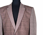 Men's Blazer Brown Check Plaid Wool Jacket Sport Coat (42R)