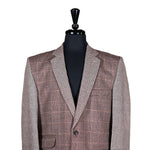 Men's Blazer Brown Check Plaid Wool Jacket Sport Coat (42R)