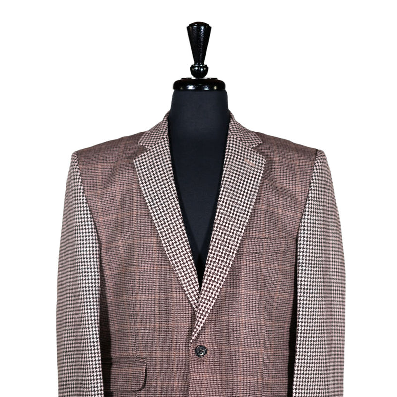 Men's Blazer Brown Check Plaid Wool Jacket Sport Coat (42R)