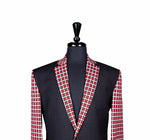 Men's Blazer Black Red Plaid Check Wool Formal Tuxedo Jacket Sport Coat 40R
