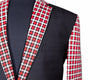 Men's Blazer Black Red Plaid Check Wool Formal Tuxedo Jacket Sport Coat 40R