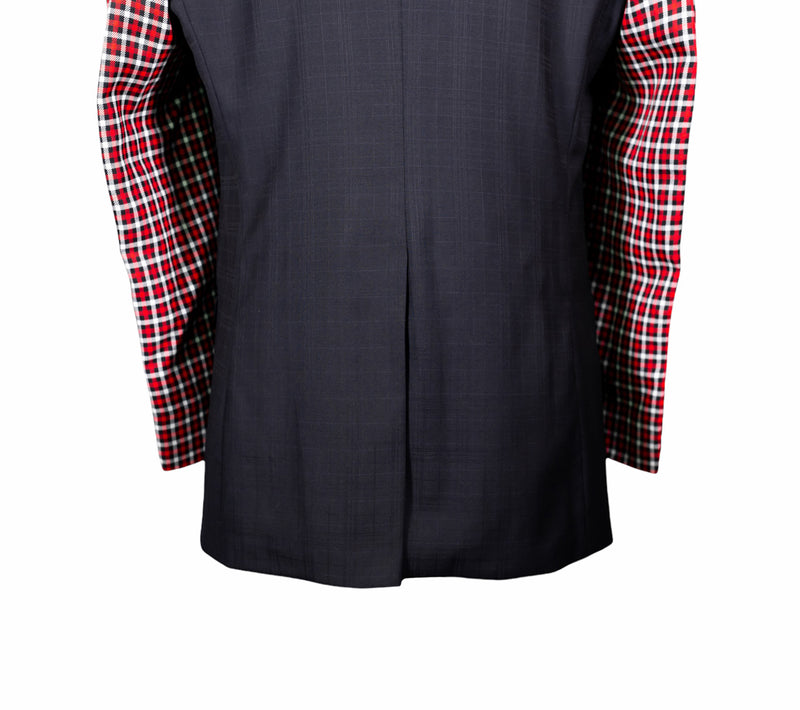 Men's Blazer Black Red Plaid Check Wool Formal Tuxedo Jacket Sport Coat 40R