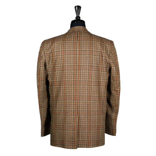 Men's Blazer Beige Plaid Check Wool Jacket Sport Coat (42R)