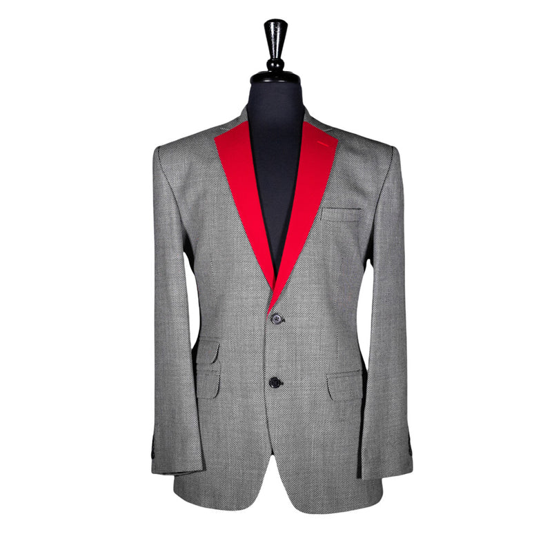 Men's Black White Red Check Wool Formal Tuxedo Suit Jacket Sport Coat 40R