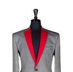 Men's Black White Red Check Wool Formal Tuxedo Suit Jacket Sport Coat 40R