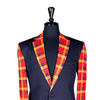Men's Blue and Orange Plaid Contrast Wool Blazer (40R)