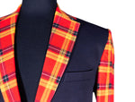 Men's Blue and Orange Plaid Contrast Wool Blazer (40R)