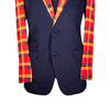 Men's Blue and Orange Plaid Contrast Wool Blazer (40R)