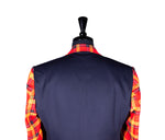 Men's Blue and Orange Plaid Contrast Wool Blazer (40R)