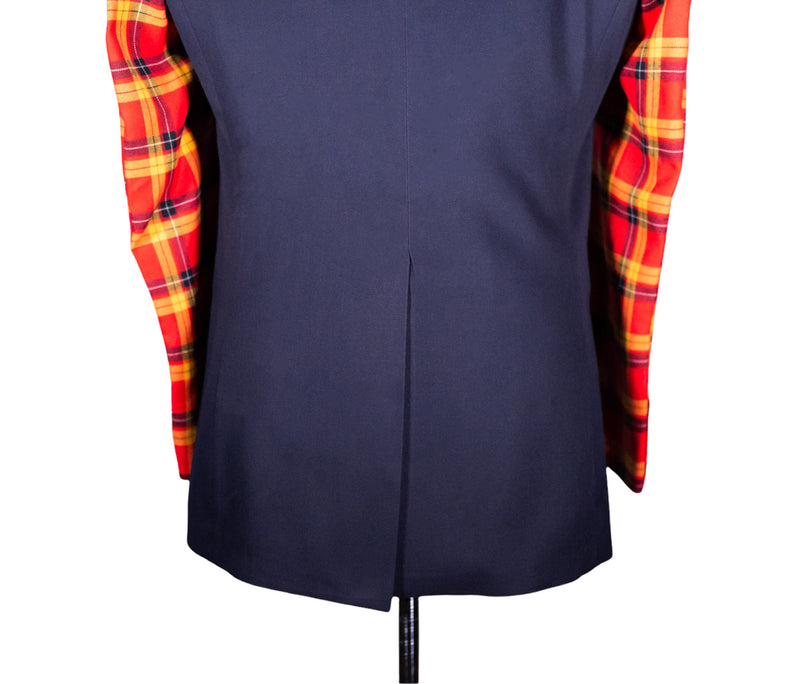 Men's Blue and Orange Plaid Contrast Wool Blazer (40R)