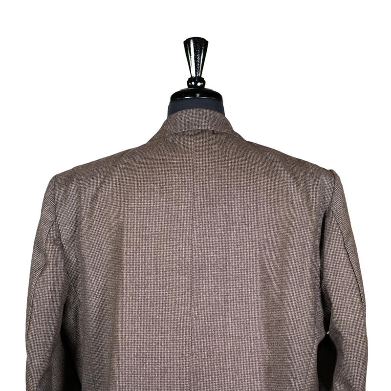 Men's Blazer Brown Check Wool Formal Jacket Sport Coat (46R)