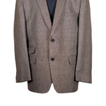 Men's Blazer Brown Check Wool Formal Jacket Sport Coat (46R)