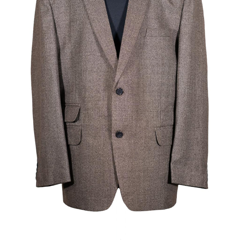 Men's Blazer Brown Check Wool Formal Jacket Sport Coat (46R)