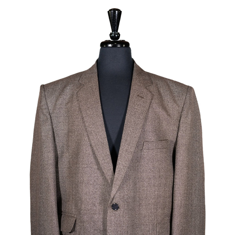 Men's Blazer Brown Check Wool Formal Jacket Sport Coat (46R)