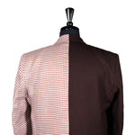 Men's Blazer Brown White Check Wool Tuxedo Jacket Sport Coat (42R)