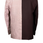 Men's Blazer Brown White Check Wool Tuxedo Jacket Sport Coat (42R)