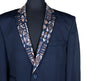 Men's Blazer Blue Abstract Wool Tuxedo Jacket Sport Coat (42R)