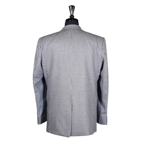 Men's Blazer Blue White Houndstooth Check Wool Formal Suit Jacket Wedding Sport Coat 42R