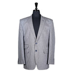 Men's Blazer Blue White Houndstooth Check Wool Formal Suit Jacket Wedding Sport Coat 42R