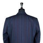 Men's Blazer Blue Red Striped Wool Formal Suit Jacket Wedding Sport Coat 42R