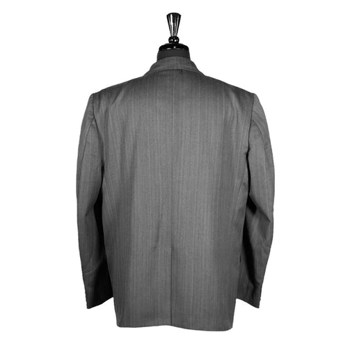 Men's Blazer Gray Striped Wool Formal Jacket Sport Coat (46R)