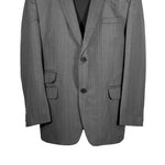 Men's Blazer Gray Striped Wool Formal Jacket Sport Coat (46R)