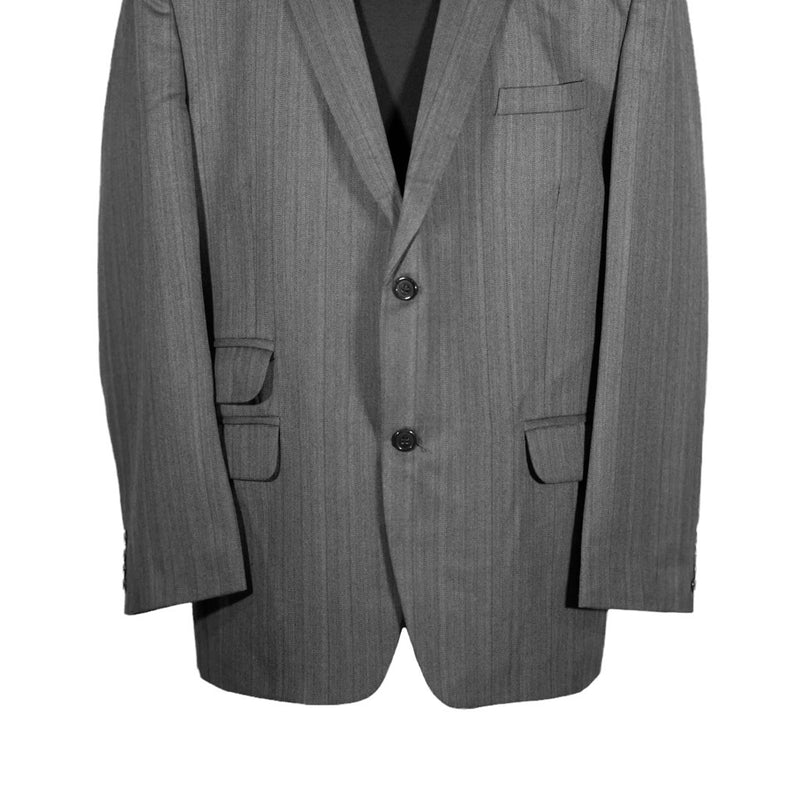 Men's Blazer Gray Striped Wool Formal Jacket Sport Coat (46R)