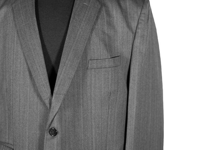 Men's Blazer Gray Striped Wool Formal Jacket Sport Coat (46R)