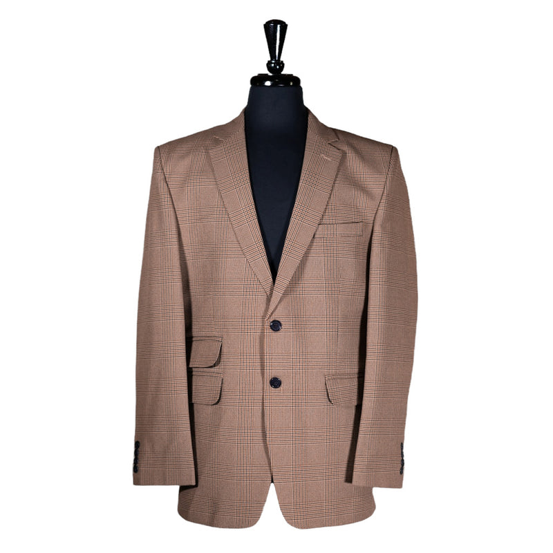 Men's Blazer Beige Plaid Check Handmade Formal Casual Jacket Sport Coat 42R