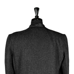 Men's Blazer Gray Herringbone Wool Velvet Jacket Sport Coat (42R)