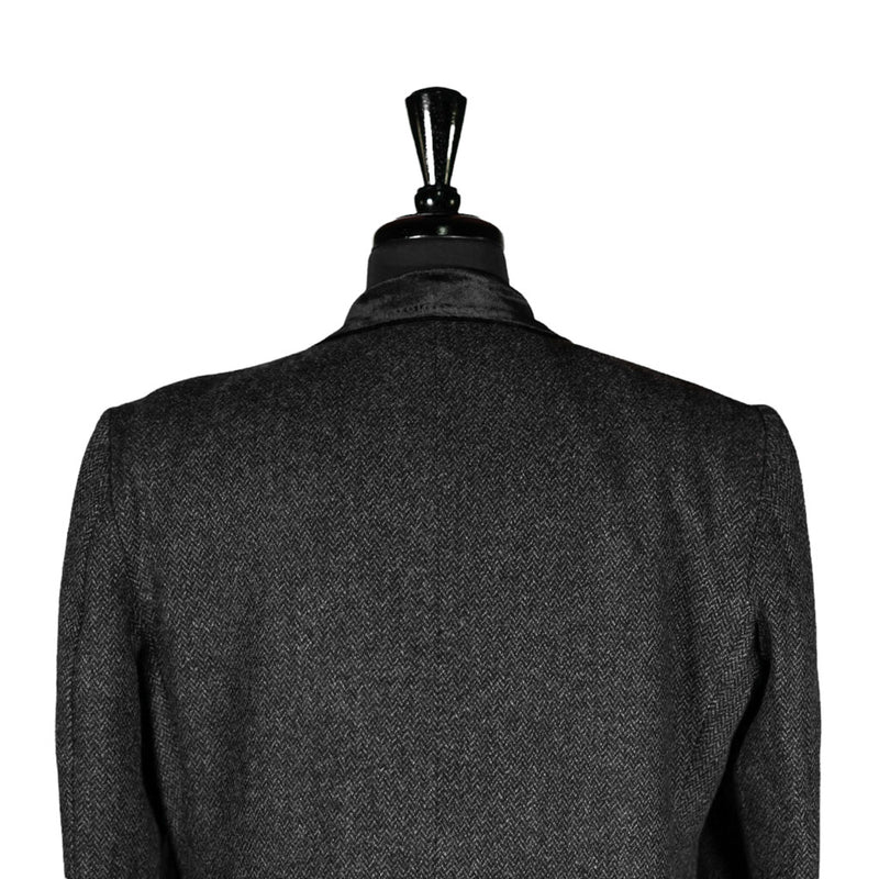 Men's Blazer Gray Herringbone Wool Velvet Jacket Sport Coat (42R)