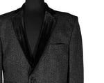 Men's Blazer Gray Herringbone Wool Velvet Jacket Sport Coat (42R)