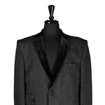Men's Blazer Gray Herringbone Wool Velvet Jacket Sport Coat (42R)